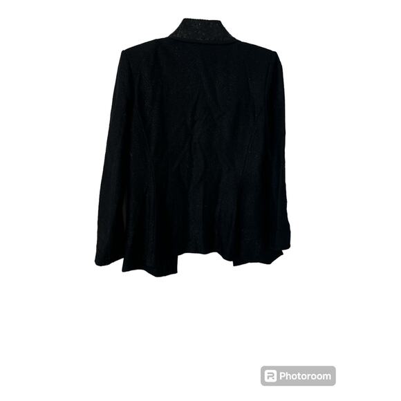 ST JOHN BLACK SANTANA KNIT SEQUIN OPEN CARDIGAN SZ 10 - Picture 2 of 3